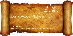 Lenkovics Miksa névjegykártya
